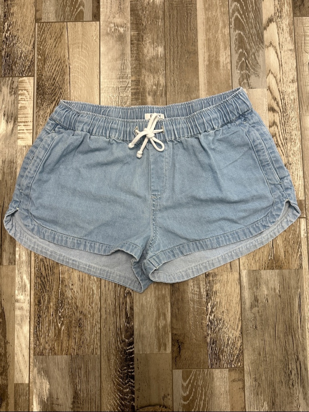 Roxy Light Blue Drawstring Denim Shorts